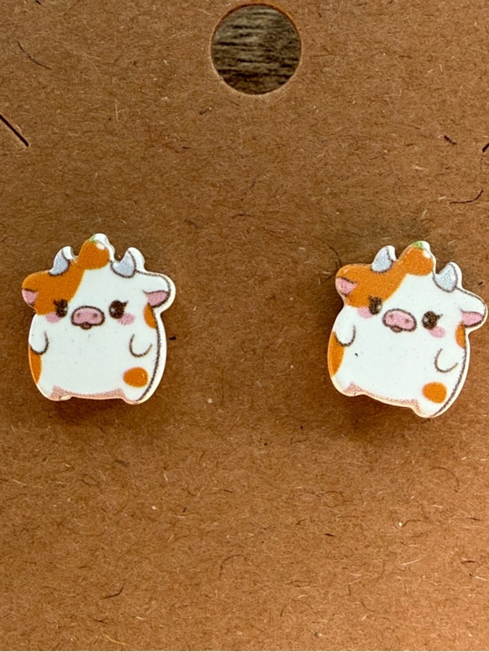 Cow Fruit Resin Stud Nickel Free Earrings NEW PICK ONE Banana Peach Lemon ETC - Picture 4 of 10